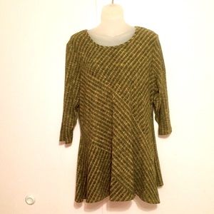 New Directions Yellow & Gray Striped Swing Tunic